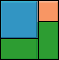 Aus farbigen Quadraten und Rechtecken müssen neue, grössere Quadrate gelegt werden.