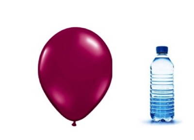 Aankondiging Uitrusting Straat Heet) water, een flesje en een ballon